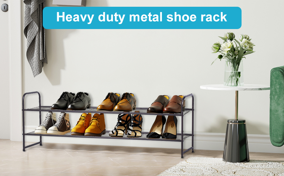 KEETDY 3-Tier Metal Shoe Rack - Stackable Storage For Closet & Entryway