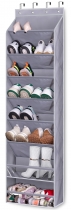 KEETDY Over The Door Shoe Organizer Fit 20 Pairs Sneakers Grey