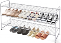 KEETDY 3-Tier Long Shoe Rack for Closet Metal Shoe Organizer for Entryway