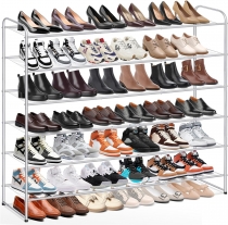 KEETDY Long 6 Tier Shoe Rack Organizer Tall Metal Shoe Organizer Grey