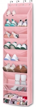 KEETDY Over The Door Shoe Organizer Fit 20 Pairs Sneakers, Pink